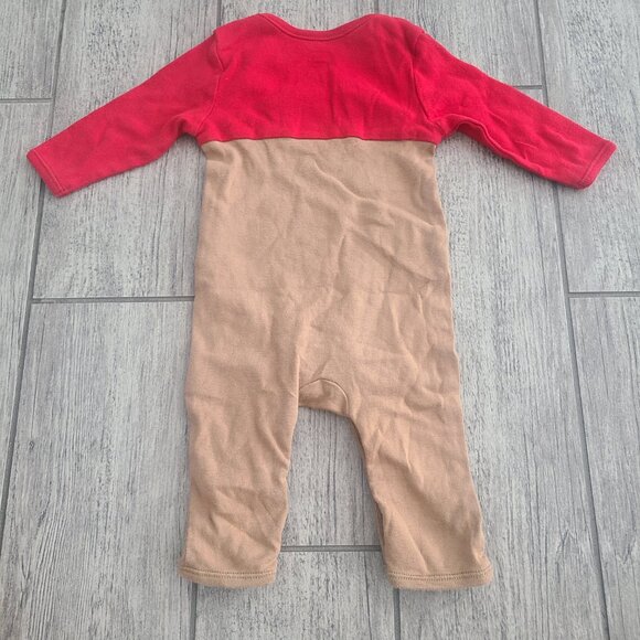Old Navy Baby Romper Christmas Reindeer Long Sleeve Red & Brown Size 3–6M - Picture 5 of 7